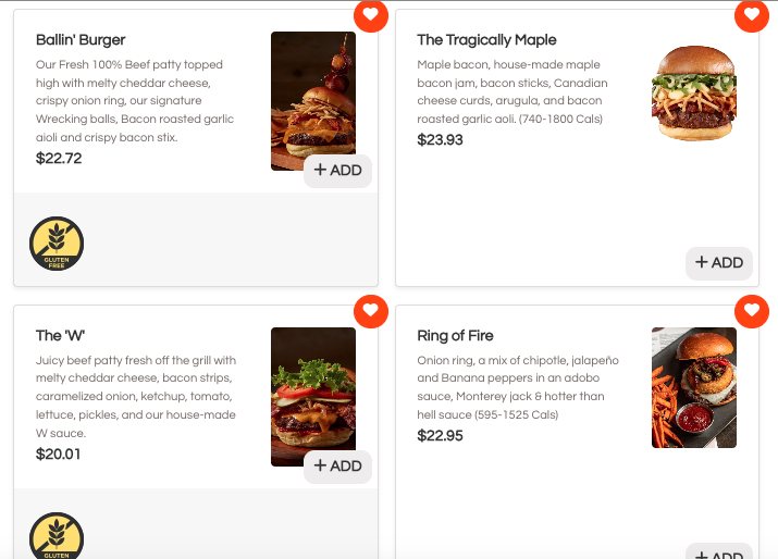Screen capture of a menu that includes strong menu photographs as an example of good practice.